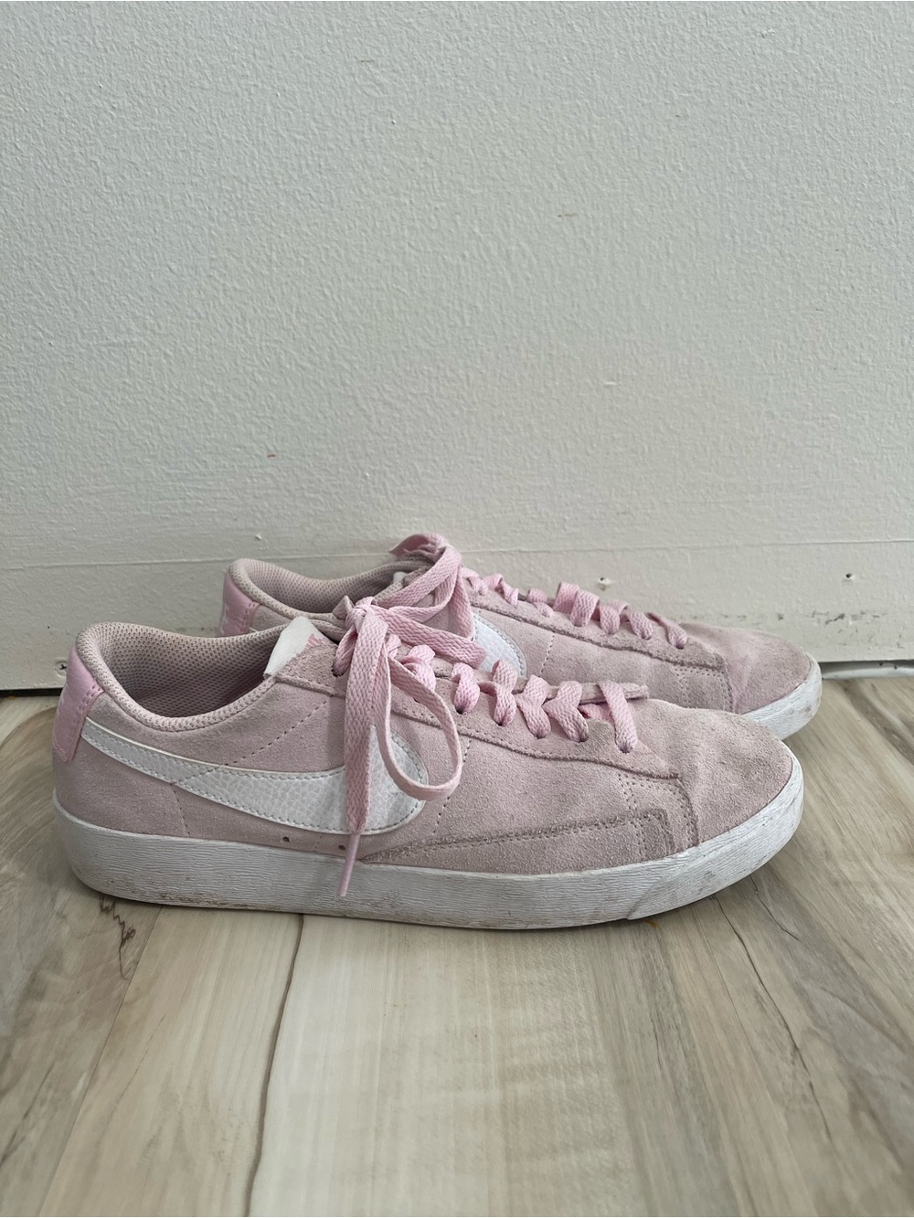 Women's Pink Suede Low-Top Nike Sneakers
